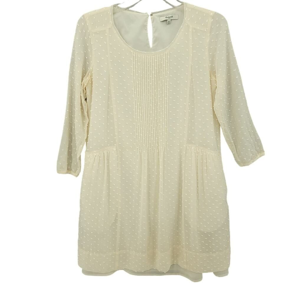 Madewell XS Silk Swiss Dot Cream Mini Dress